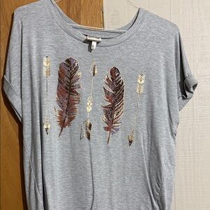 Feather Print Gray Women's Tee